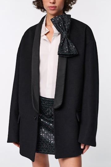 Dorothee Schumacher Maxi Schleifenbrosche aus besticktem Duchesse graphite