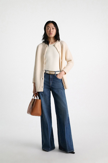 Dorothee Schumacher Ribbed Merino-cashmere cardigan camellia white