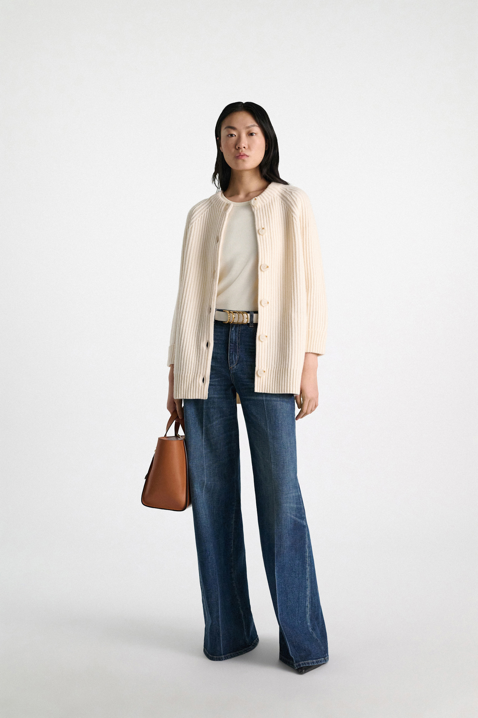 Dorothee Schumacher Ribbed Merino-cashmere cardigan camellia white