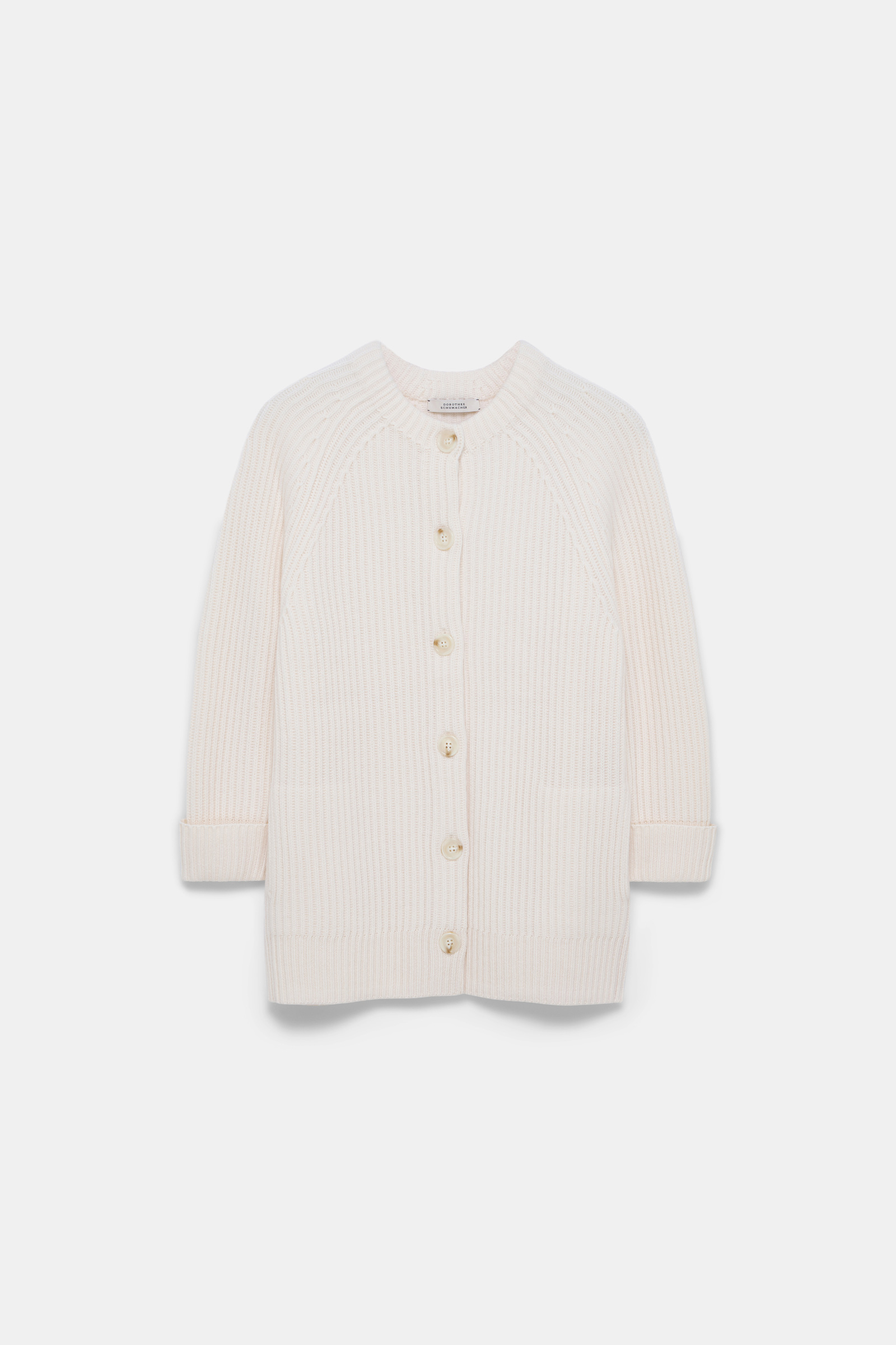 Dorothee Schumacher Ribbed Merino-cashmere cardigan camellia white