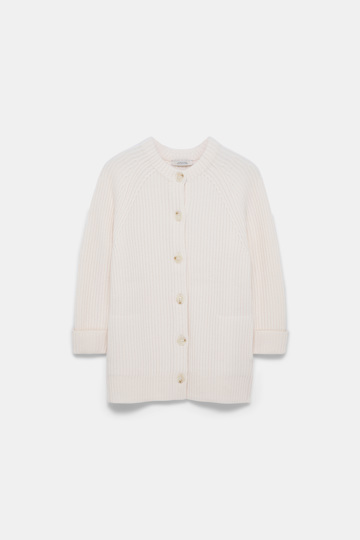 Dorothee Schumacher Ribbed Merino-cashmere cardigan camellia white