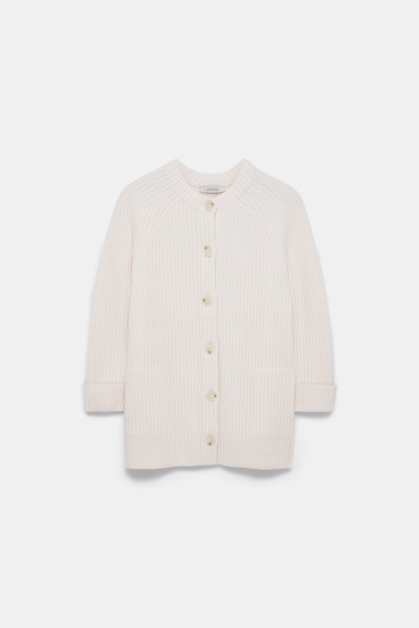 Dorothee Schumacher Ribbed Merino-cashmere cardigan camellia white