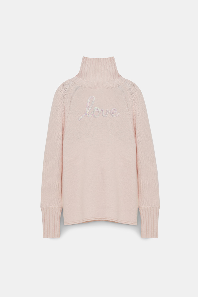 Dorothee Schumacher Women's White Turtleneck Pullover In Merino-Cashmere Extra Large