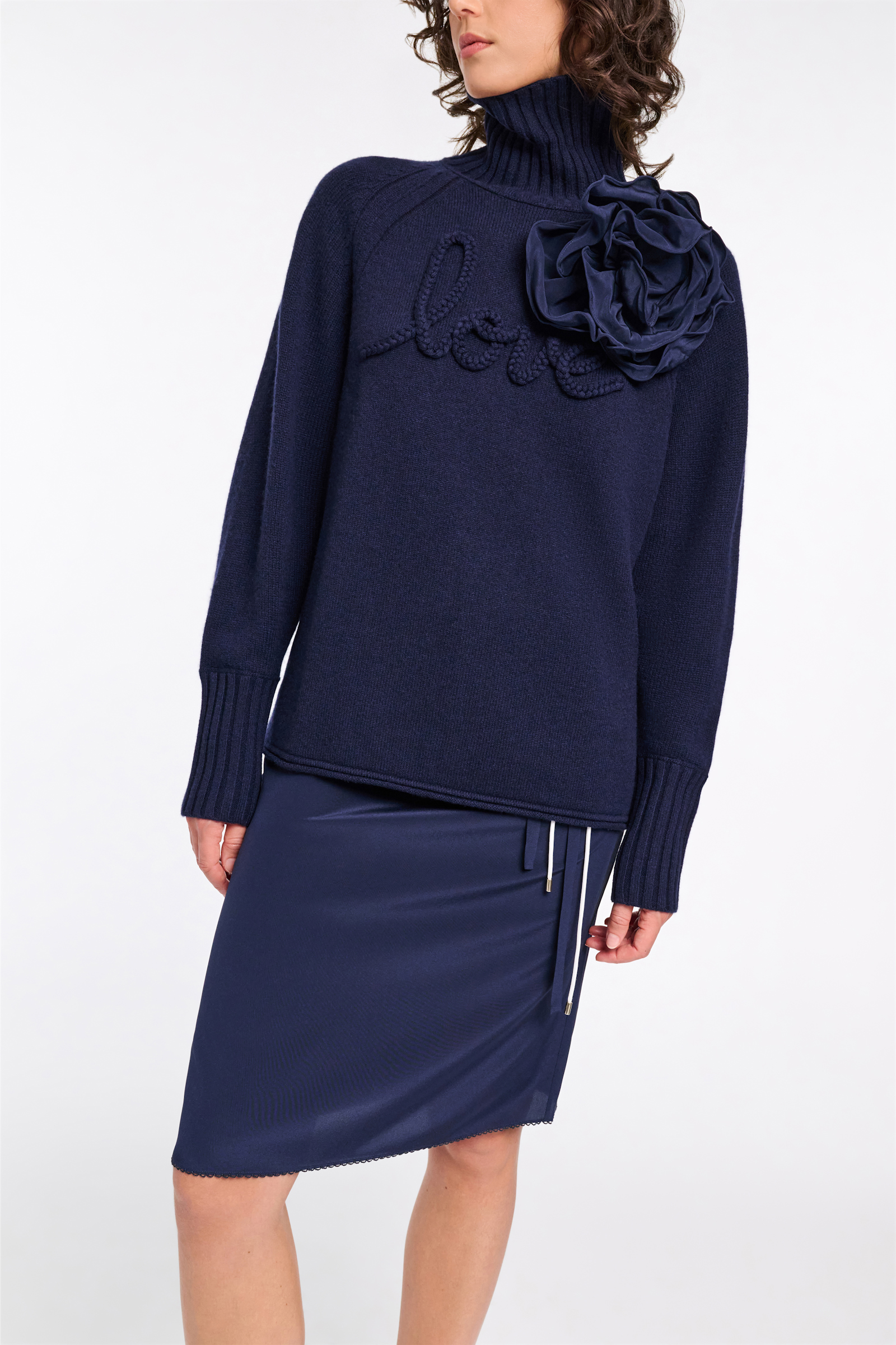 Dorothee Schumacher Rollkragenpullover aus Merino und Kaschmir true navy
