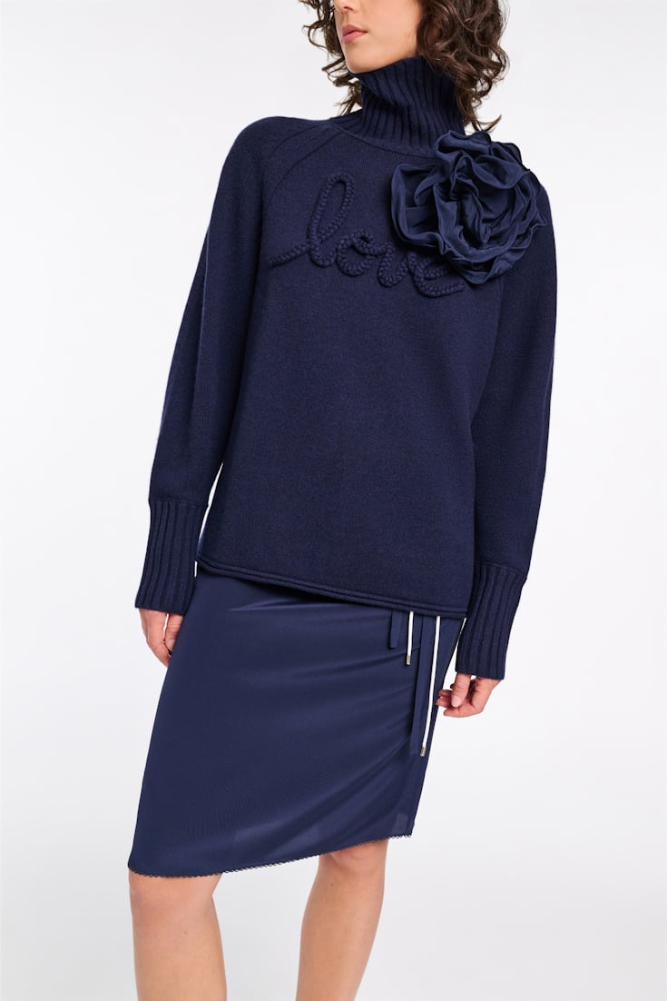 Dorothee Schumacher Rollkragenpullover aus Merino und Kaschmir true navy