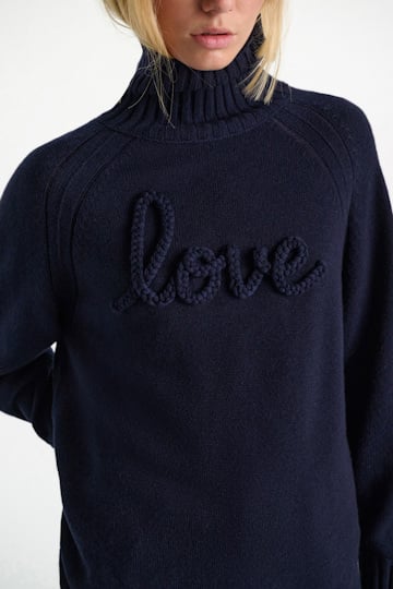 Dorothee Schumacher Turtleneck pullover in Merino-cashmere true navy