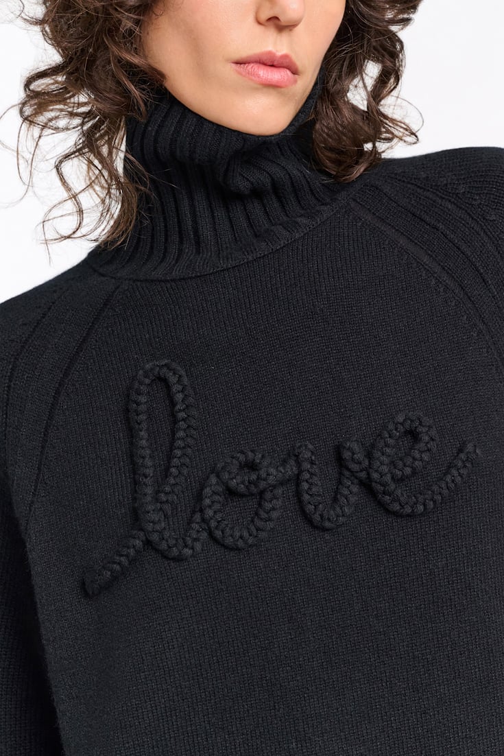 Dorothee Schumacher Rollkragenpullover aus Merino und Kaschmir pure black