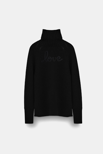 Dorothee Schumacher Turtleneck pullover in Merino-cashmere pure black