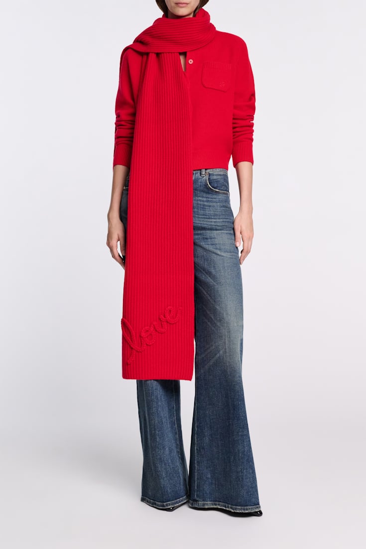 Dorothee Schumacher Ribbed Merino-cashmere LOVE scarf lollipop