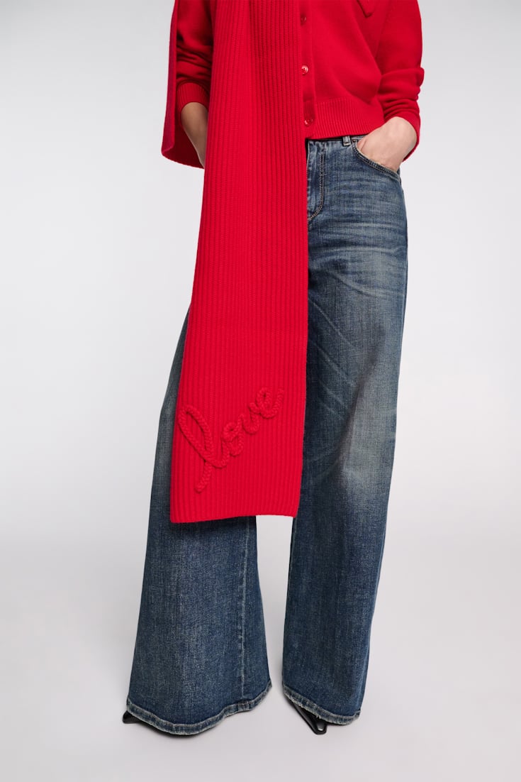 Dorothee Schumacher Ribbed Merino-cashmere LOVE scarf lollipop