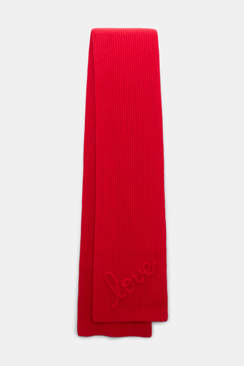 Dorothee Schumacher Women's Red Ribbed Merino-Cashmere Love Scarf