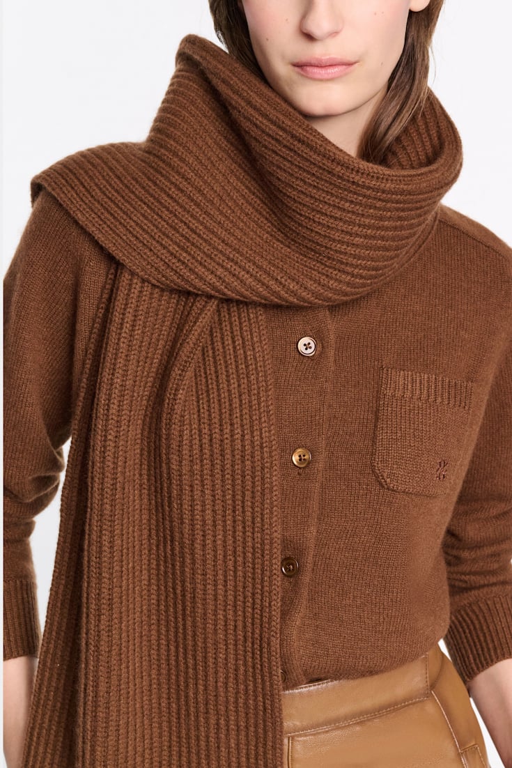 Dorothee Schumacher Ribbed Merino-cashmere LOVE scarf Coffee