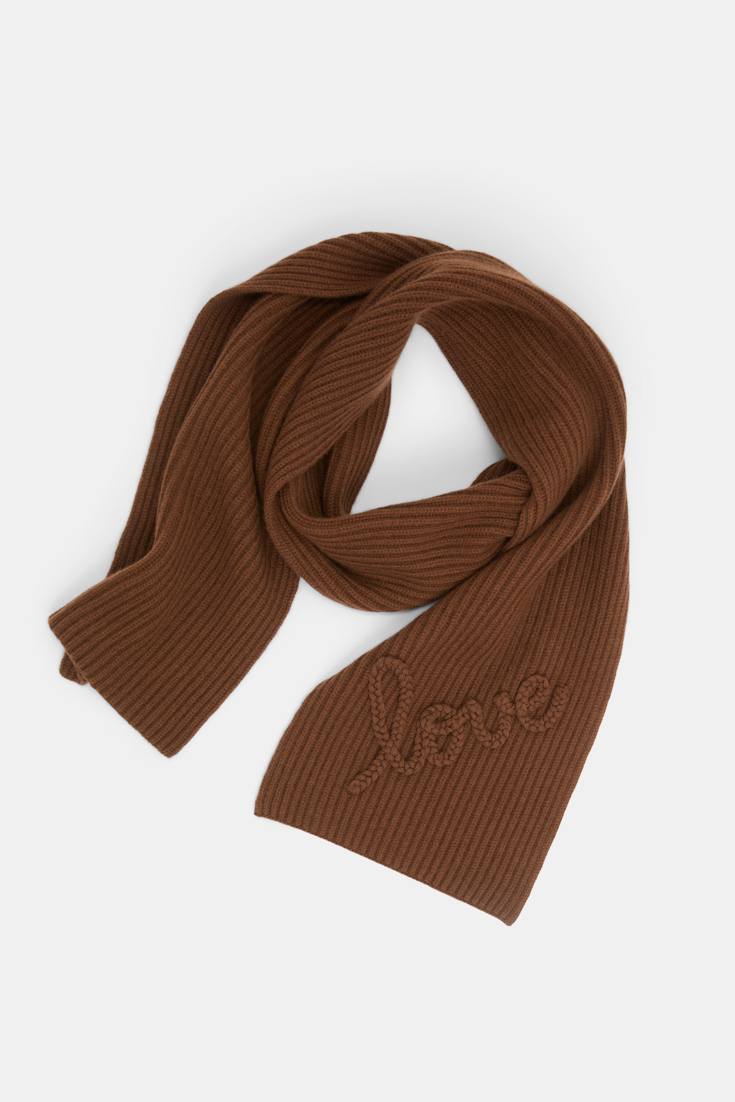 Dorothee Schumacher Ribbed Merino-cashmere LOVE scarf Coffee