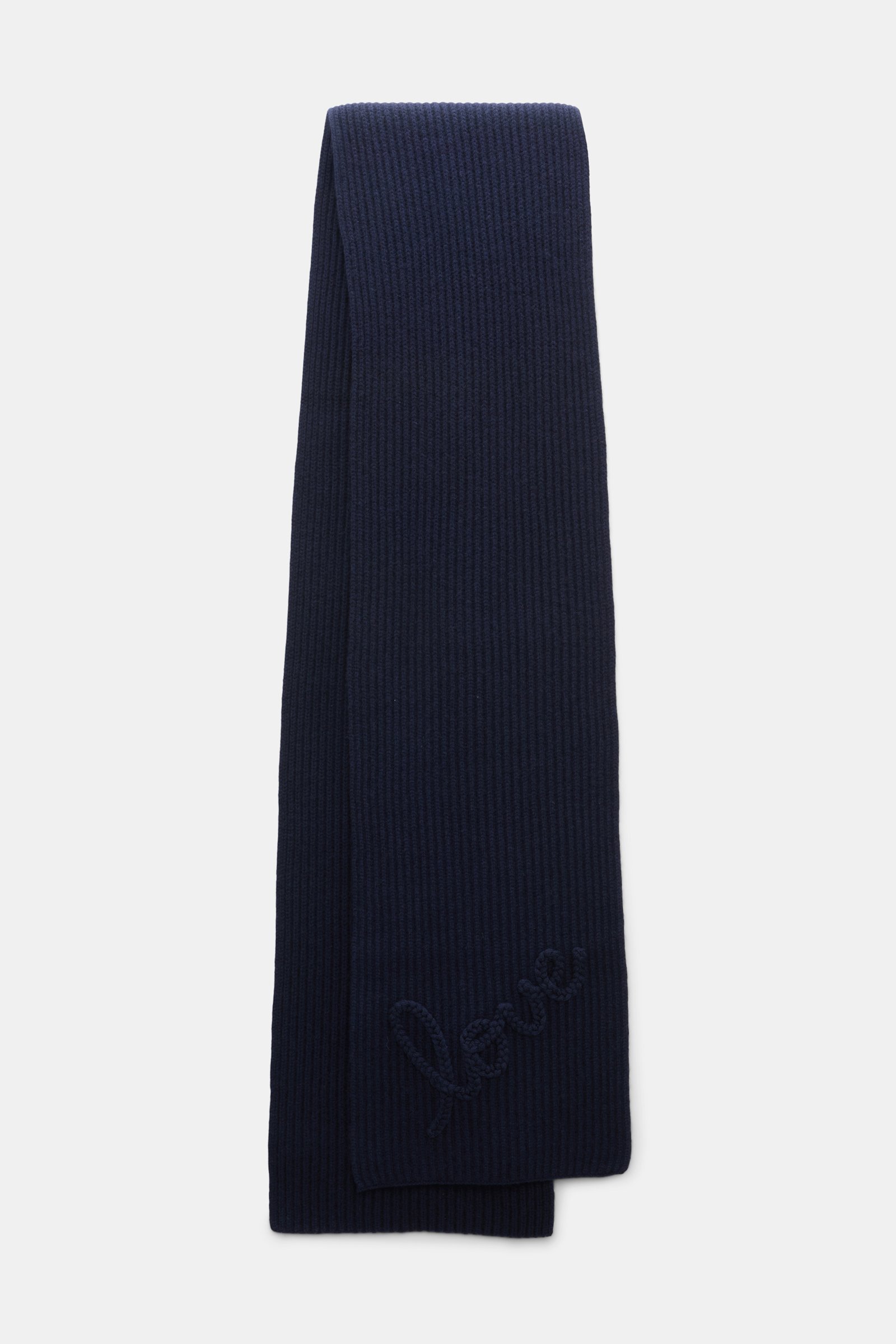 Dorothee Schumacher Ribbed Merino-cashmere LOVE scarf true navy