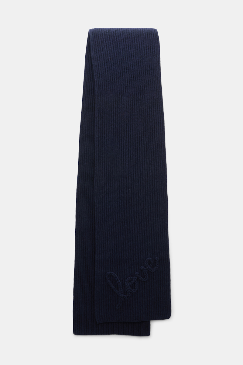 Dorothee Schumacher Women's Blue Ribbed Merino-Cashmere Love Scarf