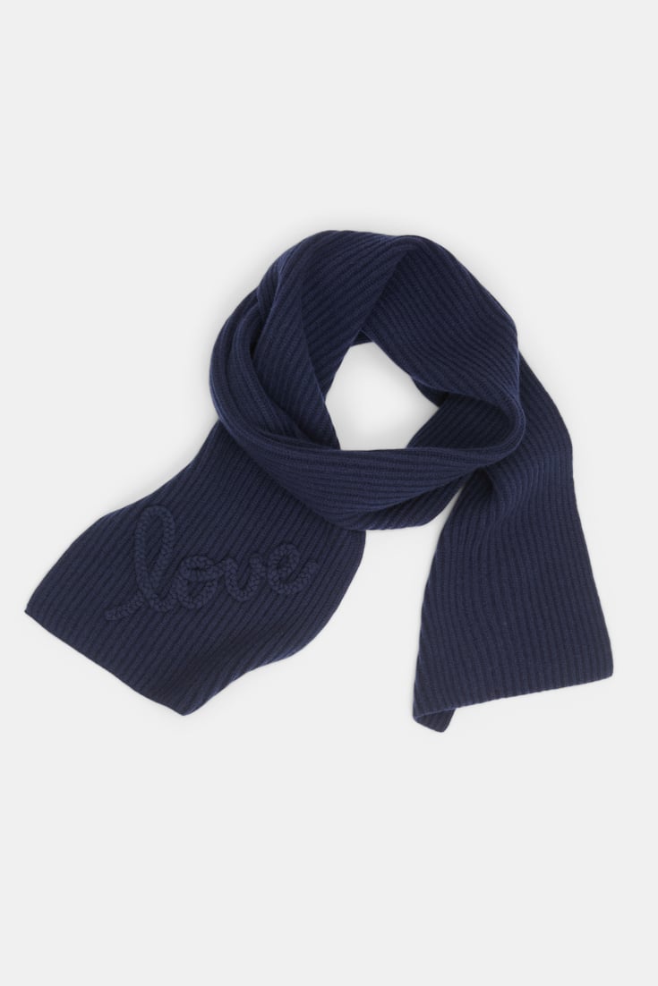 Dorothee Schumacher Ribbed Merino-cashmere LOVE scarf true navy