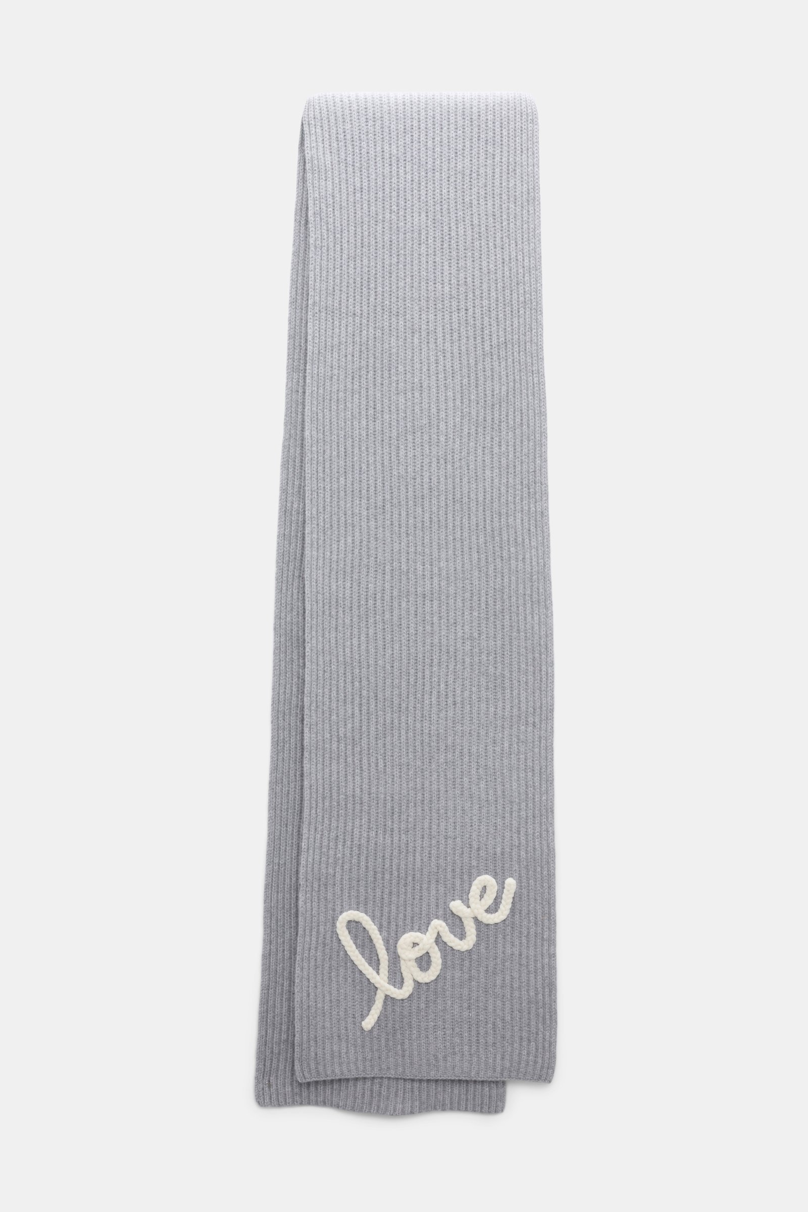Dorothee Schumacher Ribbed Merino-cashmere LOVE scarf evening grey