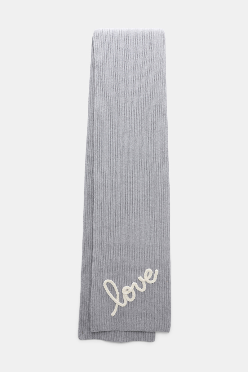 Dorothee Schumacher Ribbed Merino-cashmere Love Scarf In Gray