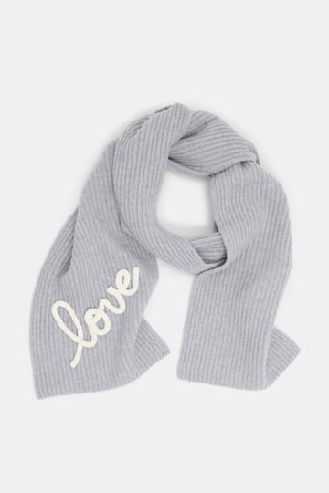 Dorothee Schumacher Ribbed Merino-cashmere LOVE scarf evening grey
