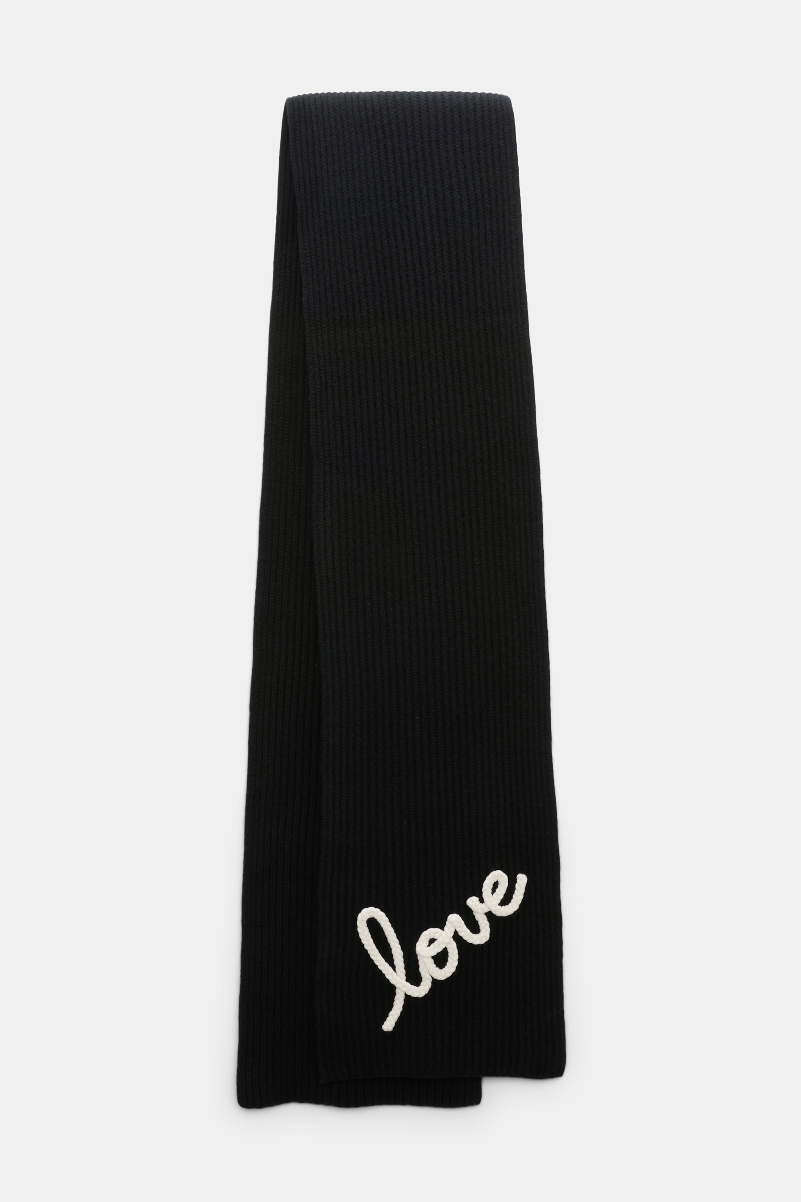 Dorothee Schumacher Ribbed Merino-cashmere LOVE scarf pure black