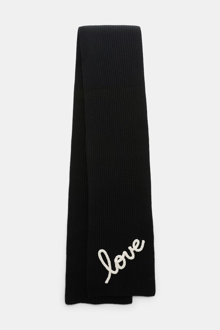 Dorothee Schumacher Ribbed Merino-cashmere LOVE scarf pure black