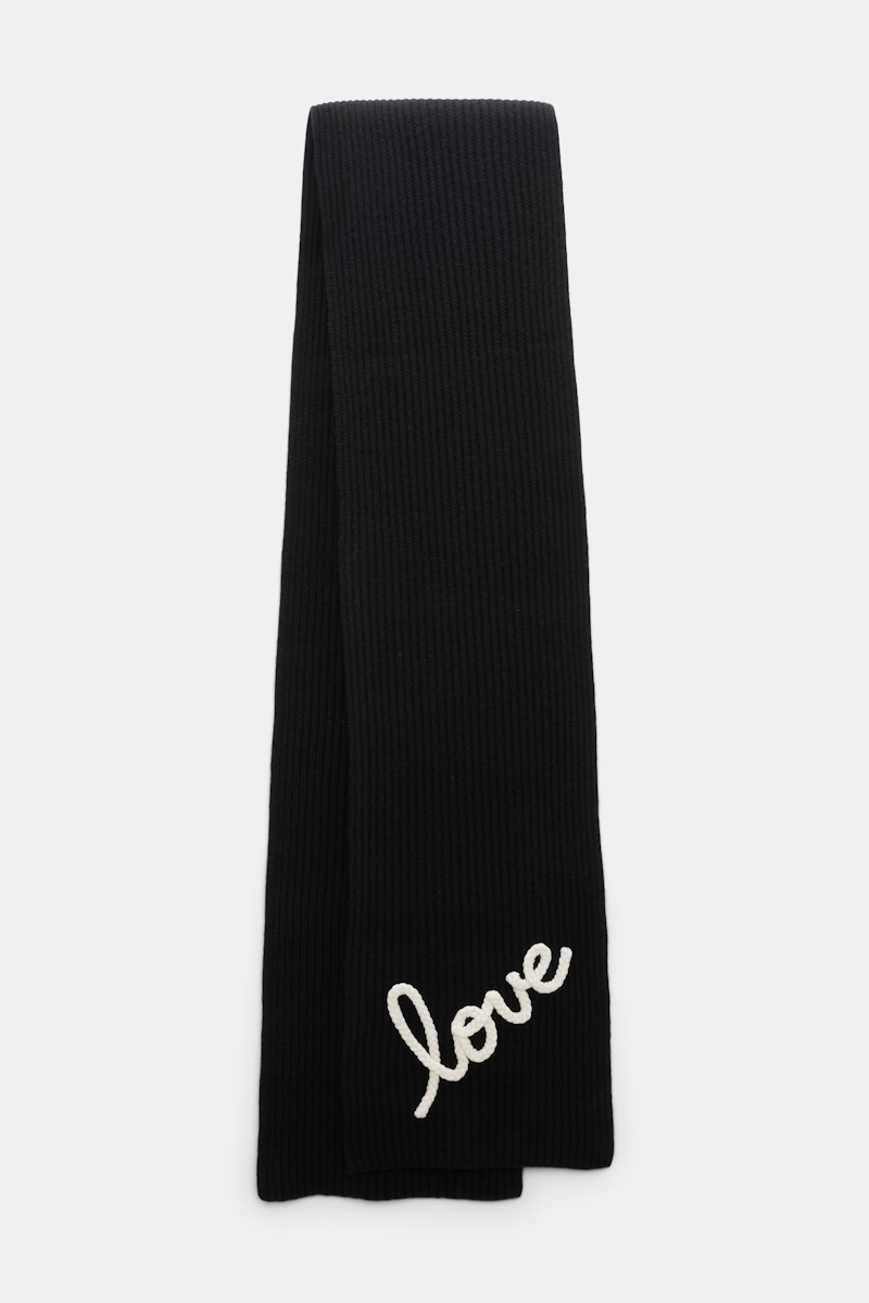 Dorothee Schumacher Ribbed Merino-cashmere Love Scarf In Black