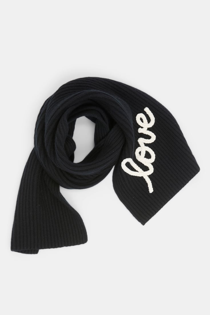 Dorothee Schumacher Ribbed Merino-cashmere LOVE scarf pure black