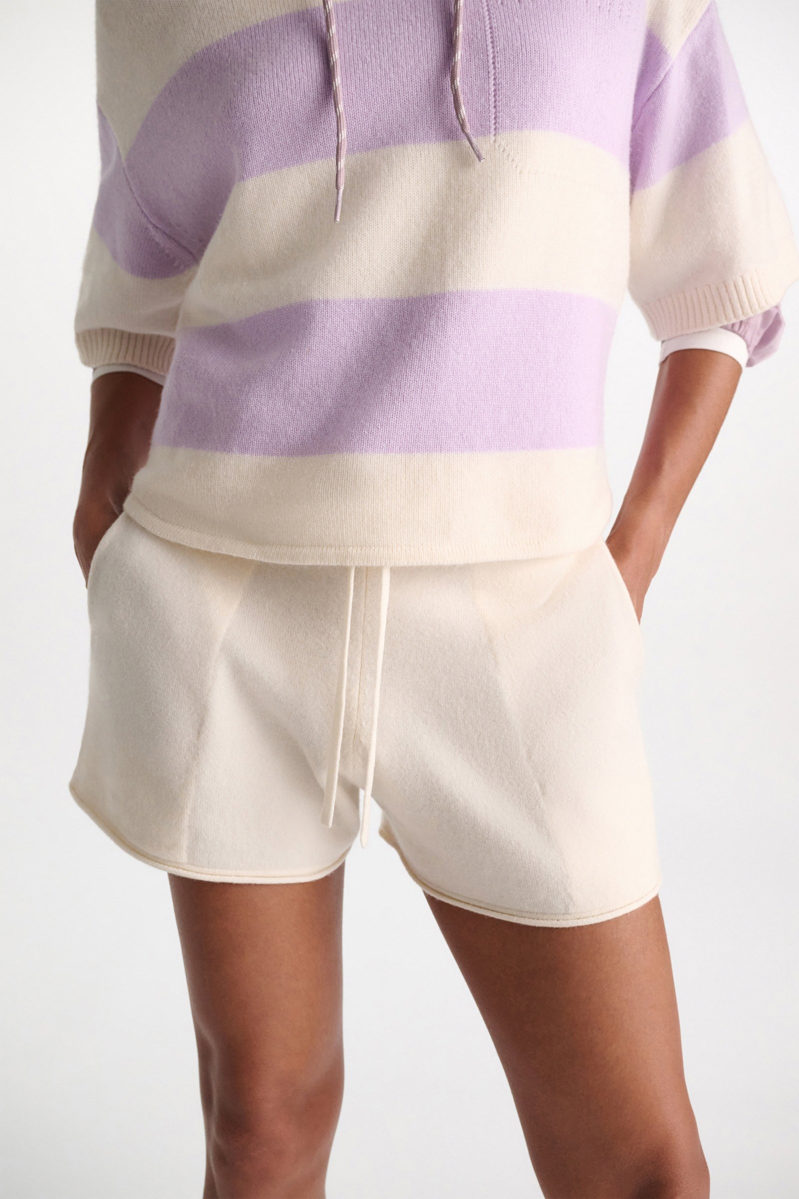 Dorothee Schumacher Merino-cashmere drawstring shorts camellia white