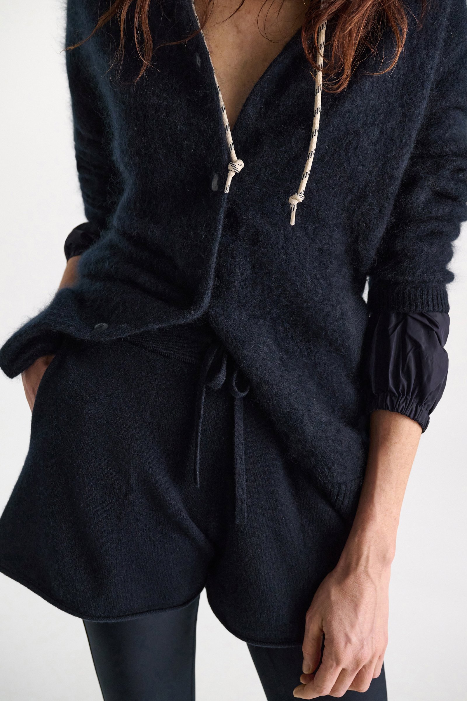 Dorothee Schumacher Merino-cashmere drawstring shorts night blue