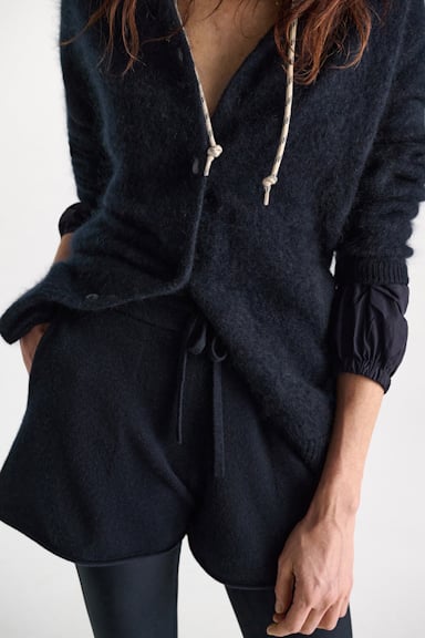 Dorothee Schumacher Merino-cashmere drawstring shorts night blue