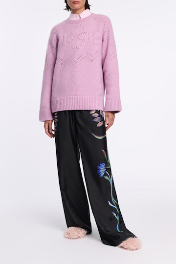 Dorothee Schumacher Pullover with D-rose pointelle hibiscus