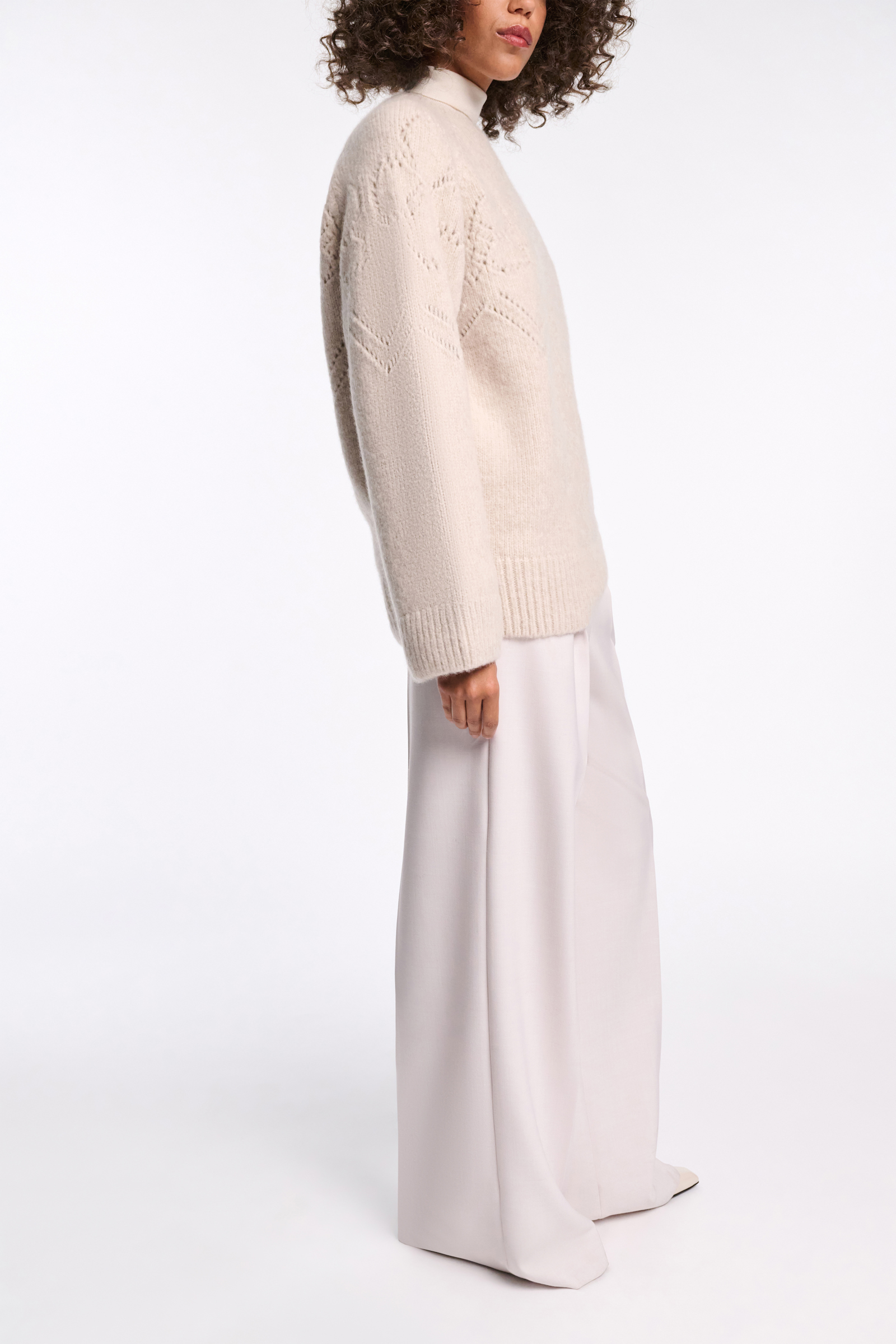 Dorothee Schumacher Rundhalspullover aus Kaschmir-Seiden-Garn soft sand