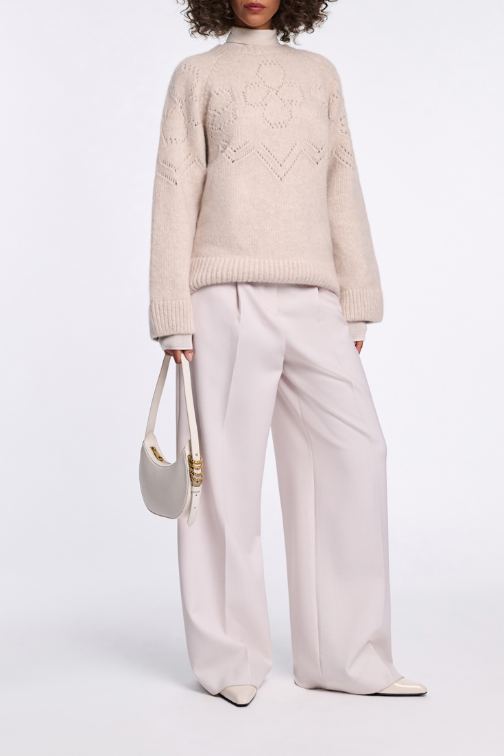 Dorothee Schumacher Rundhalspullover aus Kaschmir-Seiden-Garn soft sand