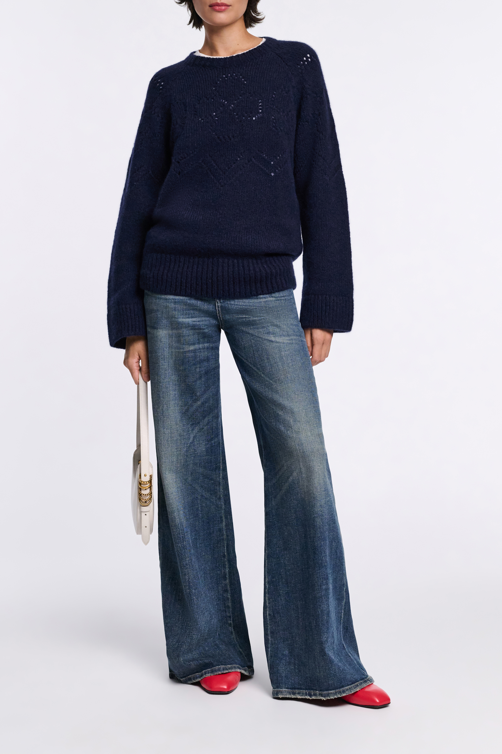 Dorothee Schumacher Pullover with D-rose pointelle navy