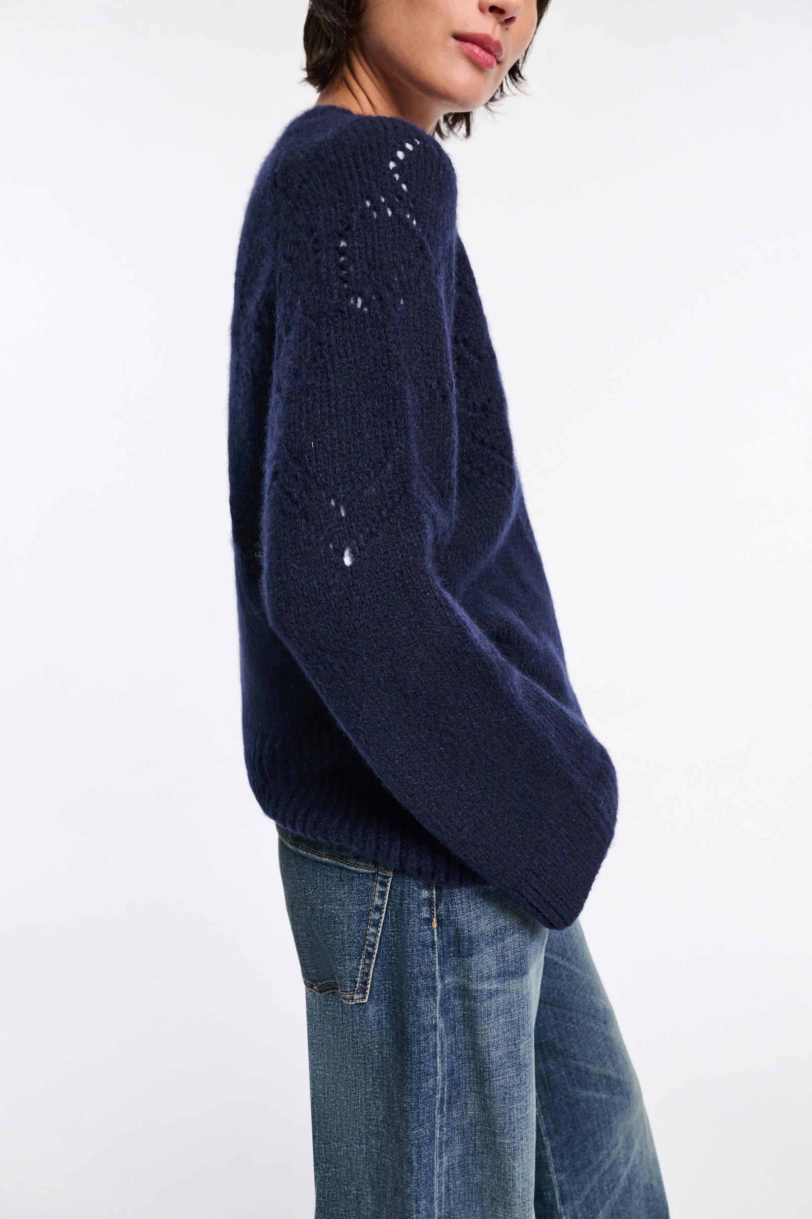 Dorothee Schumacher Pullover with D-rose pointelle navy