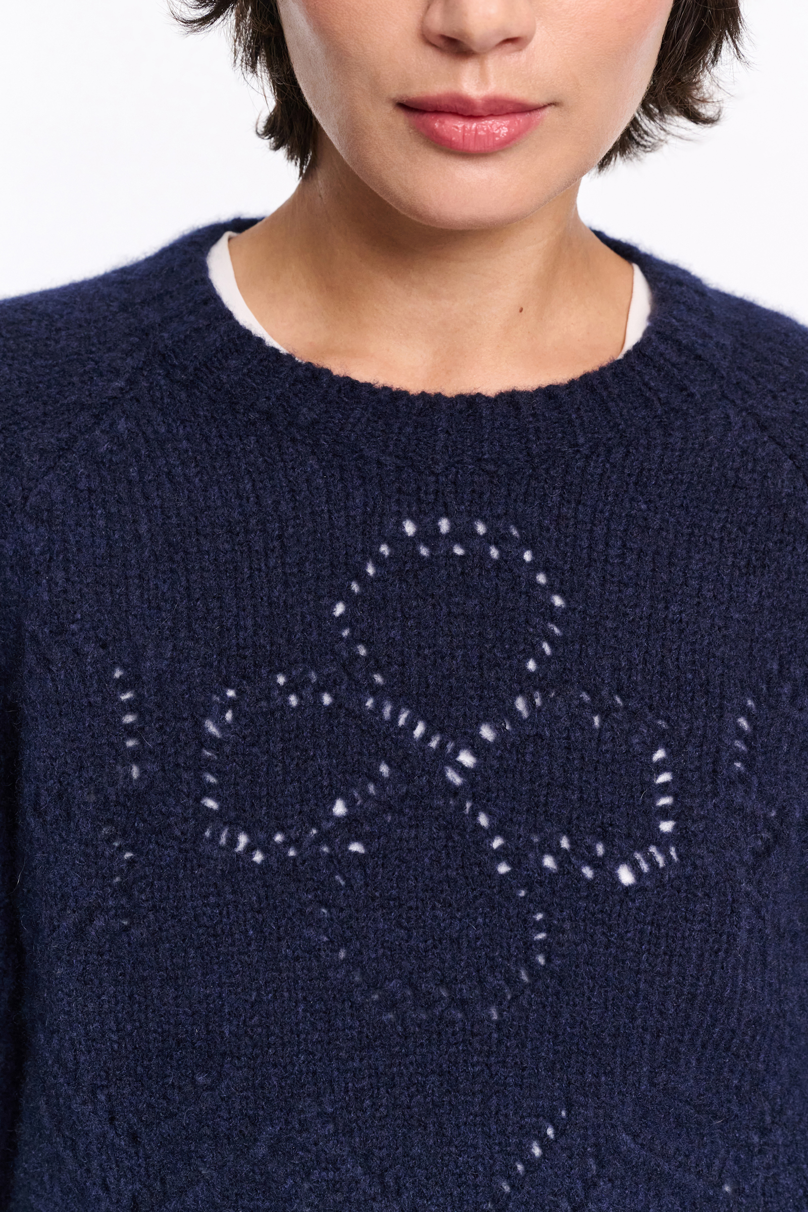 Dorothee Schumacher Pullover with D-rose pointelle navy