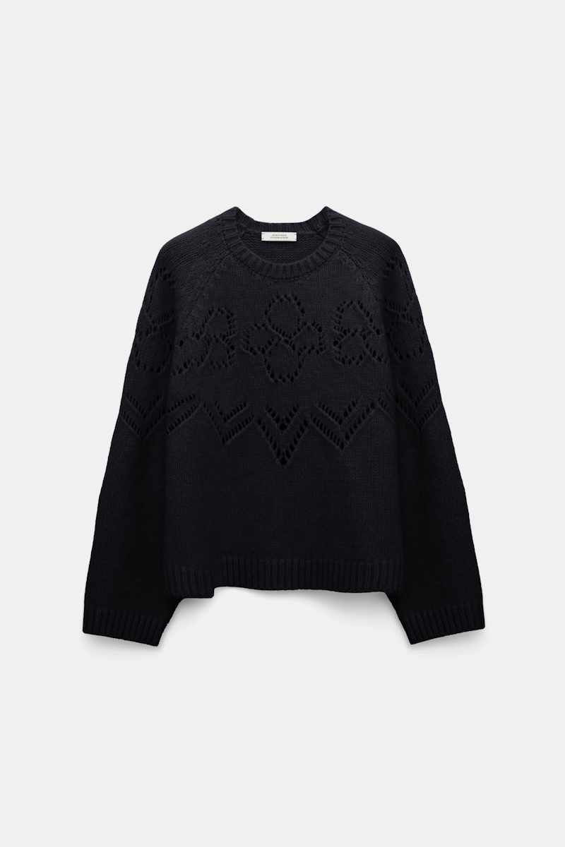 Dorothee Schumacher Pullover With D-rose Pointelle In Black