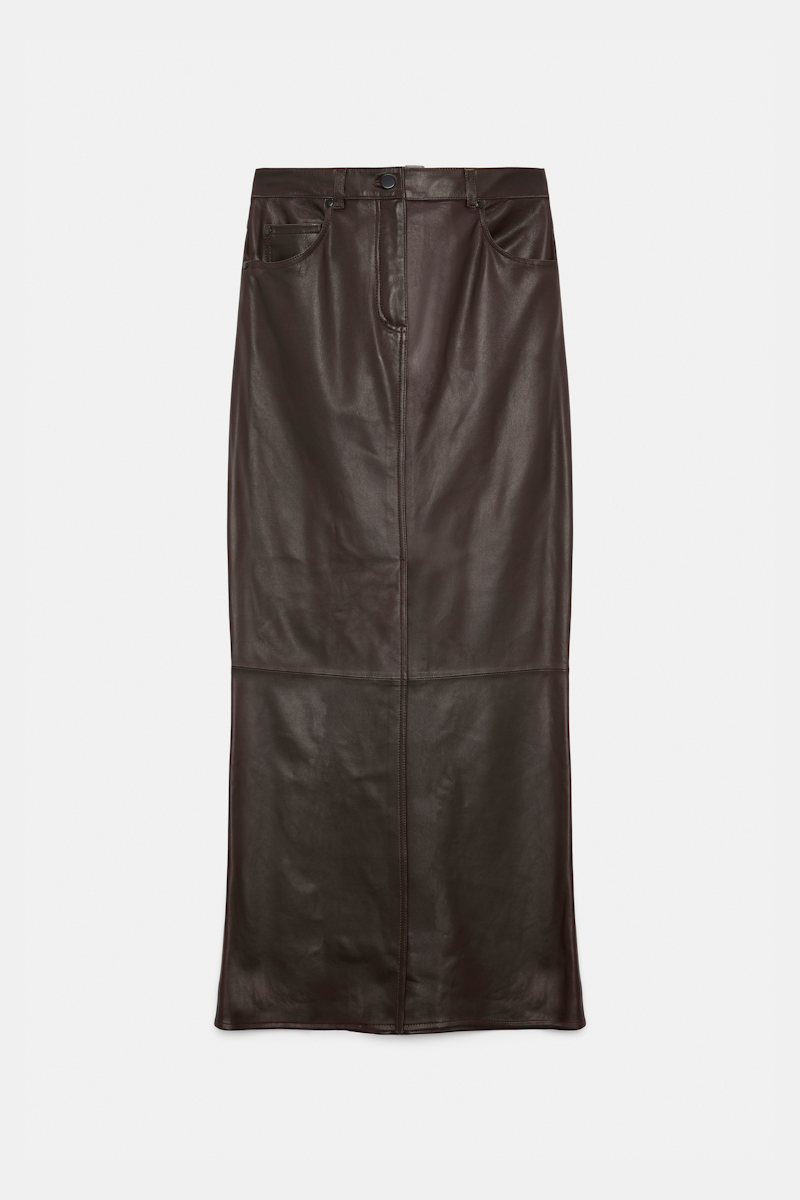 Dorothee Schumacher Leather Skirt In Brown