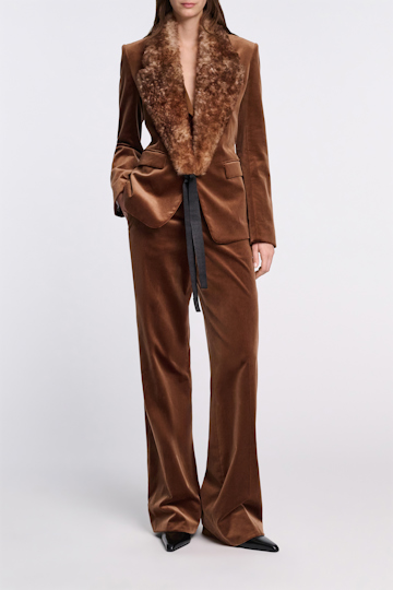 Dorothee Schumacher Lammfell-Kragen shearling top dye brown