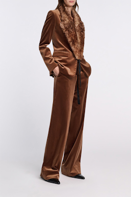 Dorothee Schumacher Lamb fur collar shearling top dye brown