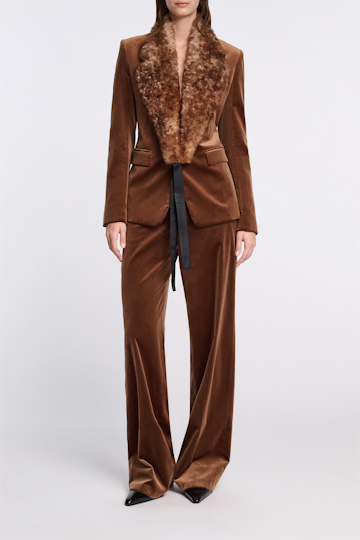 Dorothee Schumacher Lammfell-Kragen shearling top dye brown