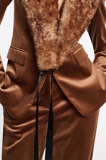 Dorothee Schumacher Lammfell-Kragen shearling top dye brown