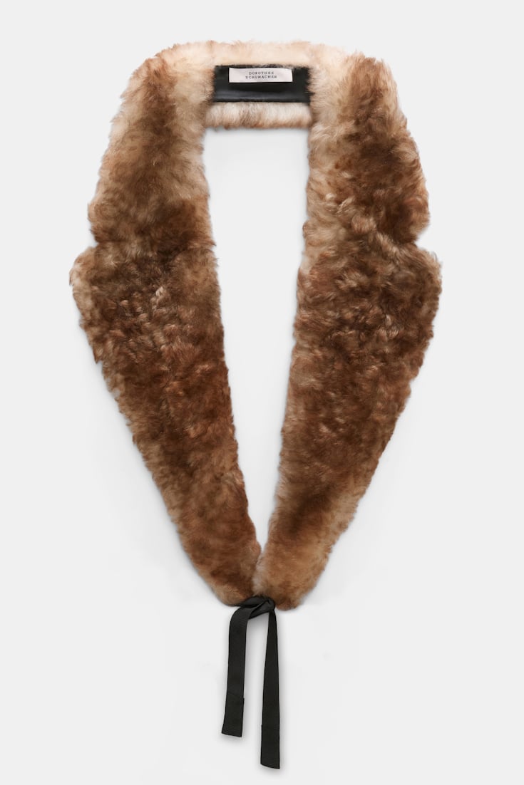 Dorothee Schumacher Lamb fur collar shearling top dye brown