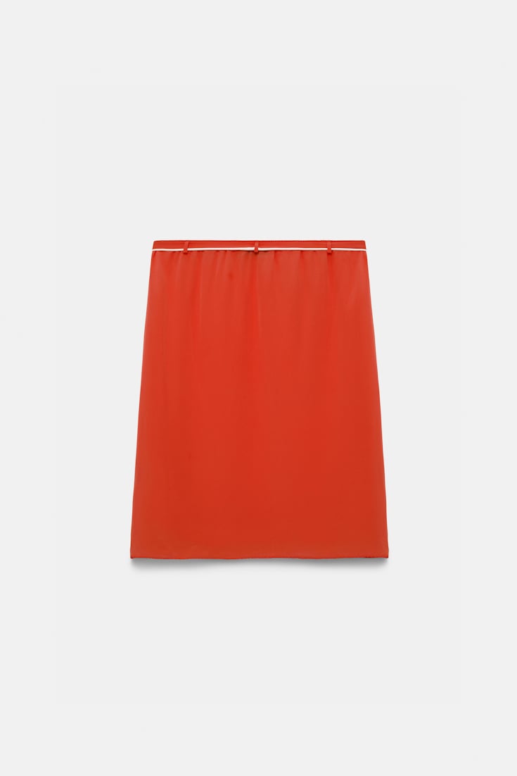 Dorothee Schumacher Seidenrock mit Maxi-Blumenbrosche orange