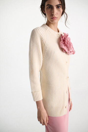 Dorothee Schumacher Seidenrock–Tube-Top Hybrid mit Maxi-Blumenbrosche Rose