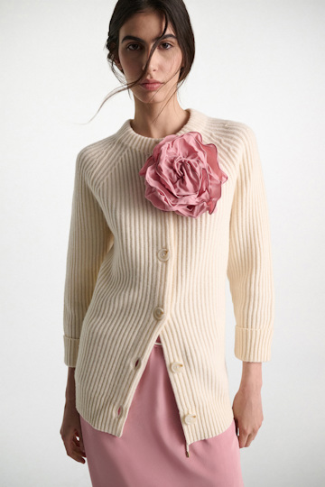 Dorothee Schumacher Seidenrock–Tube-Top Hybrid mit Maxi-Blumenbrosche Rose