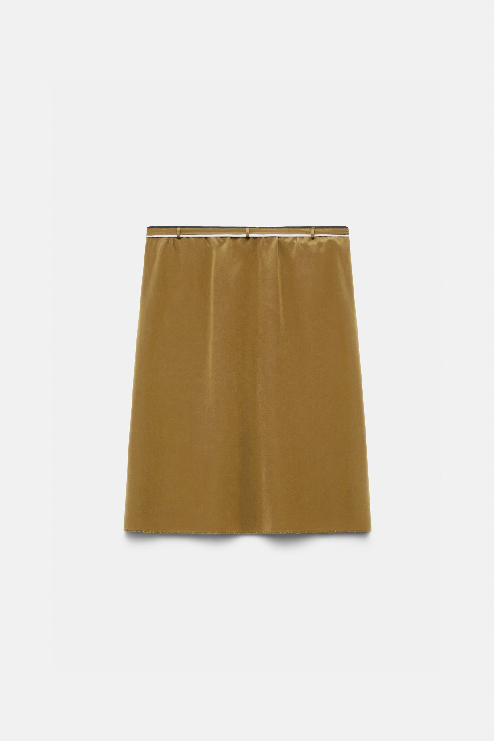 Dorothee Schumacher Silk skirt with XL flower brooch lime