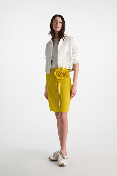 Dorothee Schumacher Silk skirt-tube top hybrid with brooch lime
