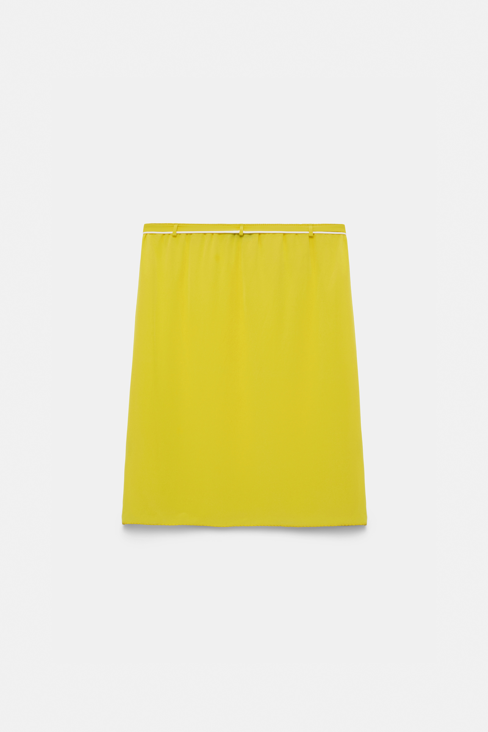 Dorothee Schumacher Seidenrock–Tube-Top Hybrid mit Maxi-Blumenbrosche lime