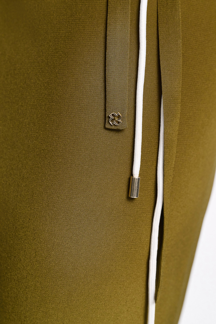 Dorothee Schumacher Silk skirt-tube top hybrid with brooch dark brown